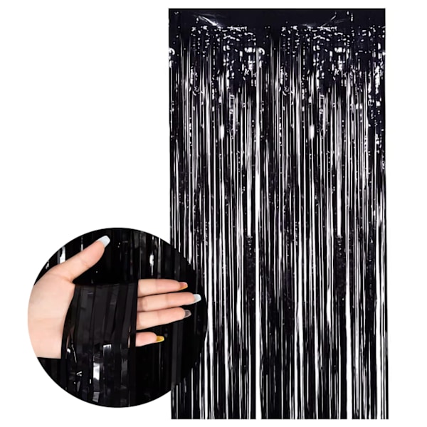 Black Metallic Glitter Drape syntymäpäiväjuhliin musta