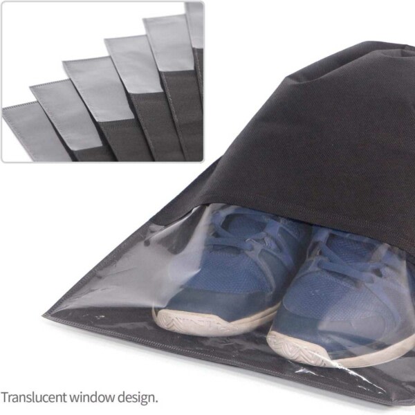 Kengän säilytyslaukku - kenkäpussi, jossa ikkunat matkustamista varten - musta musta