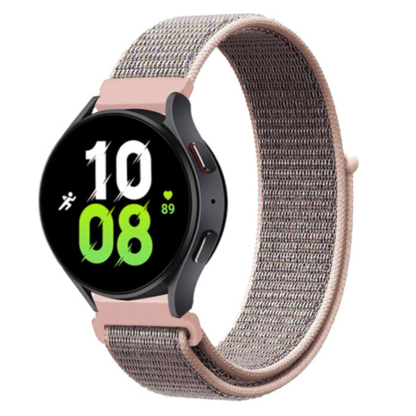 Galaxy Watch 4/5 Armband 20mm Nylon Kardborre Rosa Beige beige