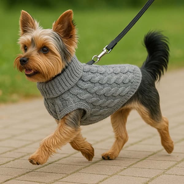 Strikket Trøje til Hund og Kat M Grå