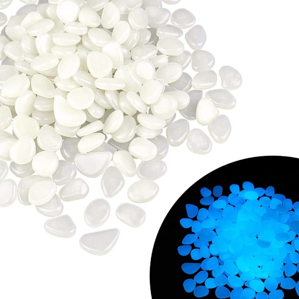 Luminescent Stones | Valokiviä puutarhaan ja akvaarioon, 100 kpl Valkoinen