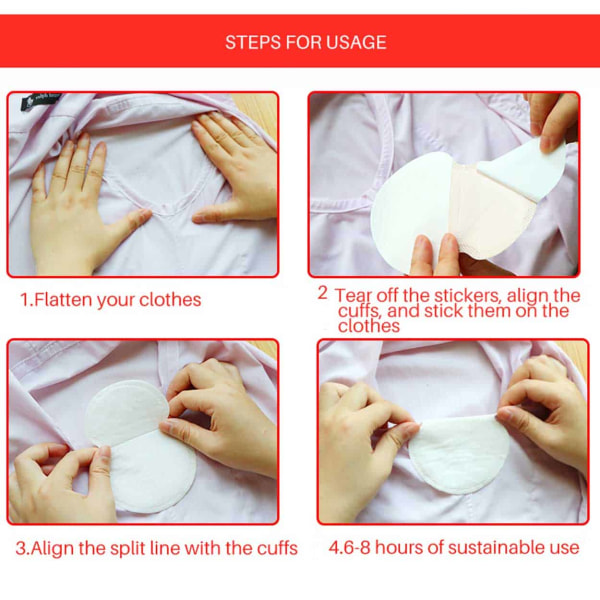 10-pakke selvklæbende svedbeskyttelse til tøj hvid