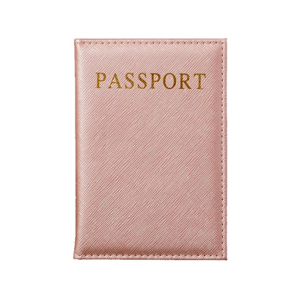 Passfodral Passhållare Rosa Skinn Läder Guld Konstläder rosa