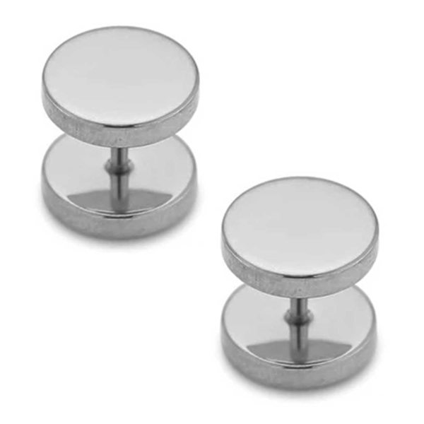 2-pakke falsk stik falsk forlængelse Øreringe piercing juvel sølv - 10mm sølv