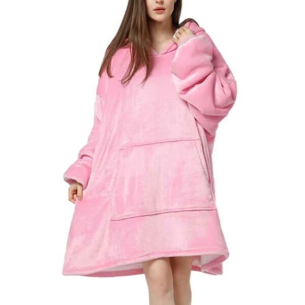 Hoodie teppe - Overstore hette genser teppe snuggie rosa rosa one size
