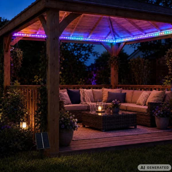Solar LED Strip 10m IP65 vanntett med fjernkontroll