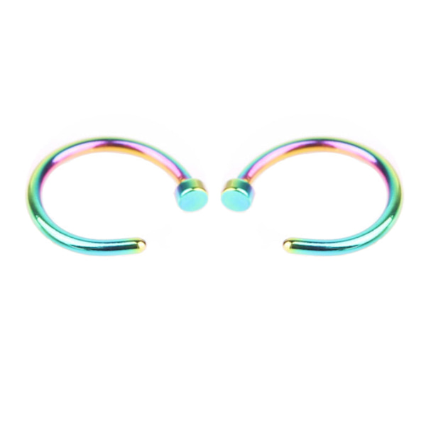 2-pakke flerfarvet falsk piercing læbe næse ring septum læbring uden huller flerfarvet