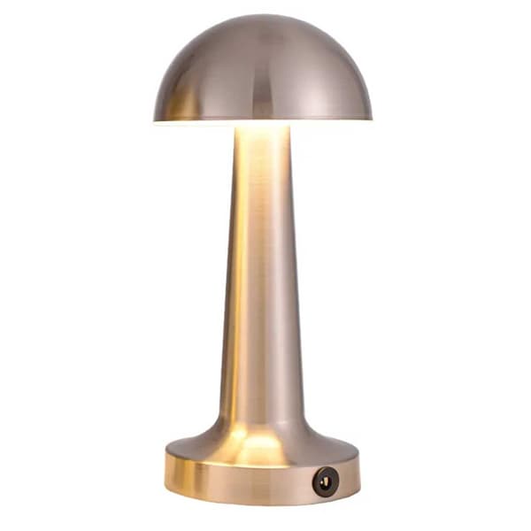 Retro genopladelig bordlampe med metaldæmper sølv sølv