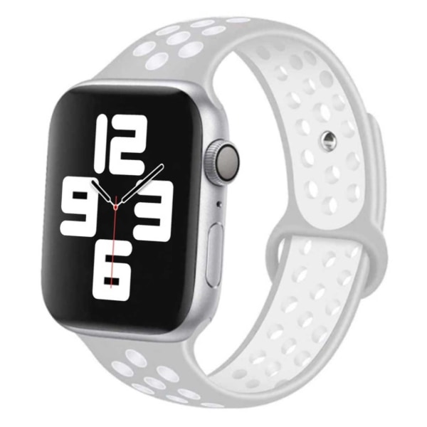 Apple Watch 42/44/45/49 Armband Silikon Sportarmband Grå Vit grå