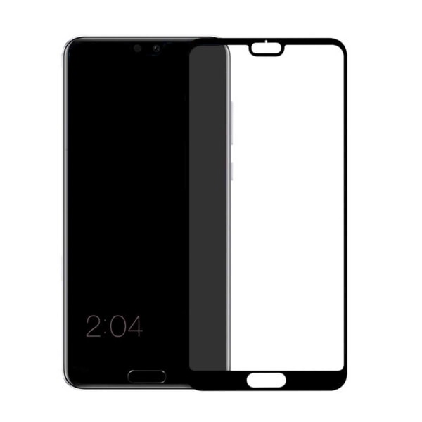 Huawei P20 Heltäckande HD Skärmskydd Kolfiber Härdat Glas svart