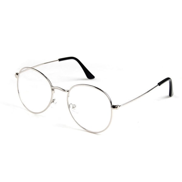 Ovala Glasögon Silver Metall Klart Glas utan Styrka Klarglasögon silver  2c02 | Silver | Fyndiq