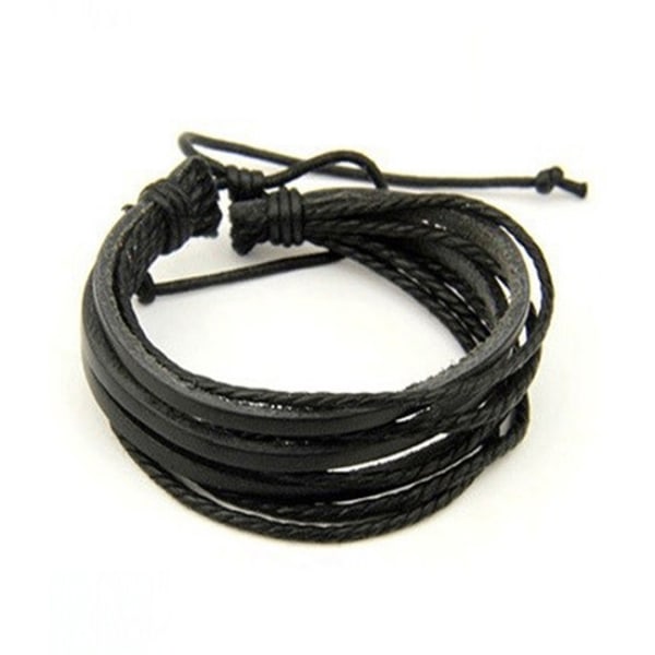 Trendy læder armbånd nomad (sort) sort