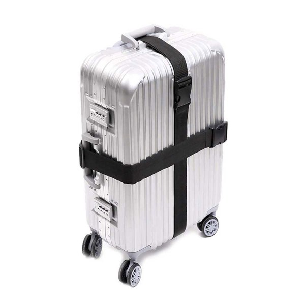 2-pakke sort bagage stripe med lås bagage bagage bælte sort