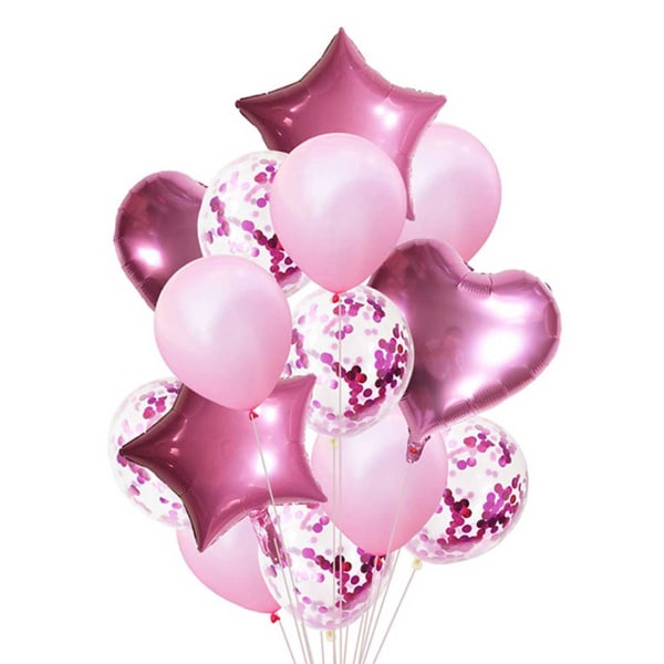 Rosa Ballong Hjärta Stjärna Folieballonger Konfettiballonger rosa