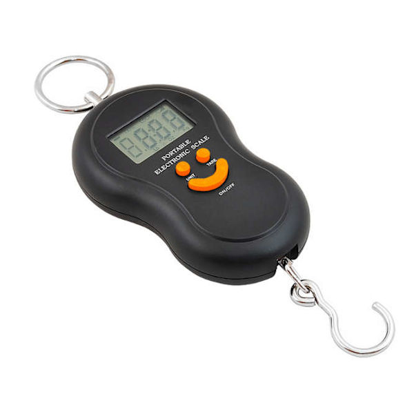 Matkatavaravaaka 50kg | Digitaalinen matkavaaka matkalaukun punnitsemiseen | Koukkuvaaka musta
