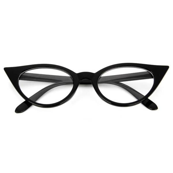 Sort Retro CateYe briller klart glasklart glas uden styrke sort