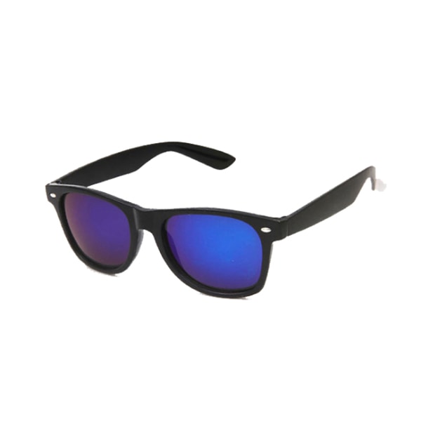 Wayfarer solbriller Black Blue Mirror Glass + Senile ledning svart