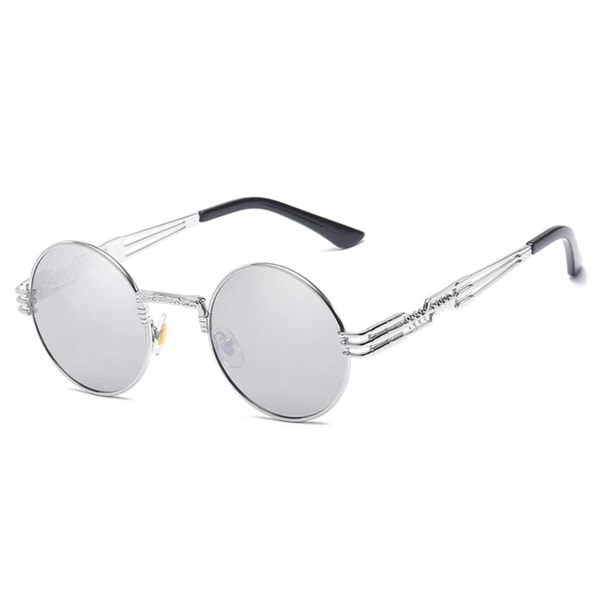 Runde solbriller Metal Silver Mirror Glass sølv