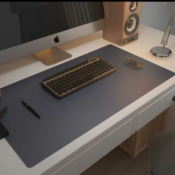 Skrivebordsmatte 80x40cm PU mørke blå blå