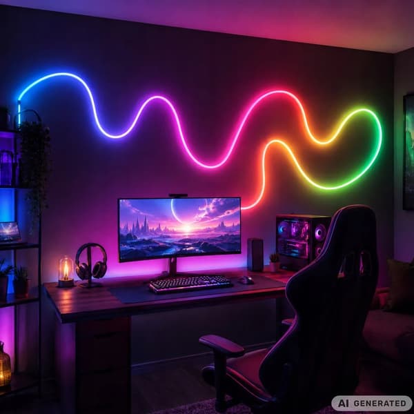 RGBIC 360° Neon LED -nauha 5 m Bluetoothilla ja sovelluksella