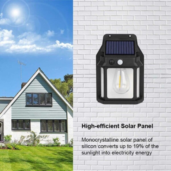 Solcellslampa för Vägg Utomhus med Rörelsesensor Edison Svart svart
