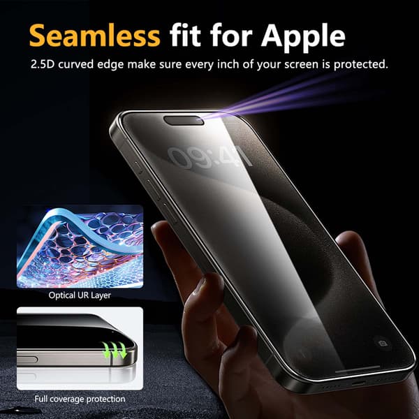 iPhone 17 Pro Personvern Skjermbeskyttelse Fulldekkende HD Herdet Glass