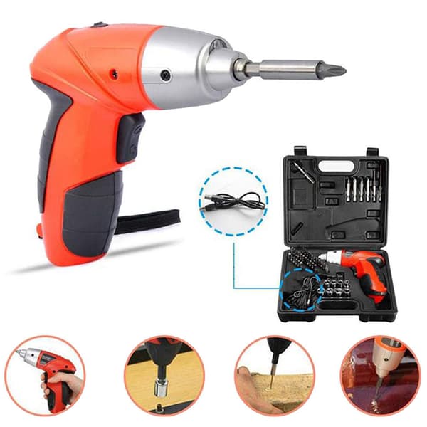 Uppladdningsbar Mini Skruvdragare och Borrmaskin 45 Bits orange