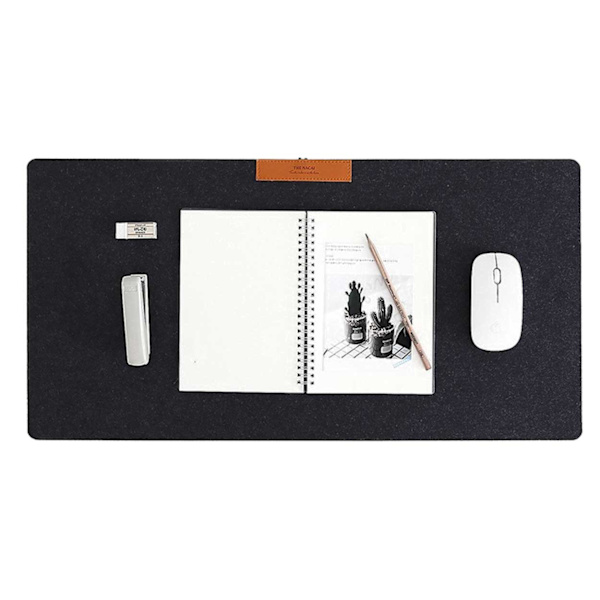 Bordmåtte 80x30cm Sort Felt - Stor Mousepad sort
