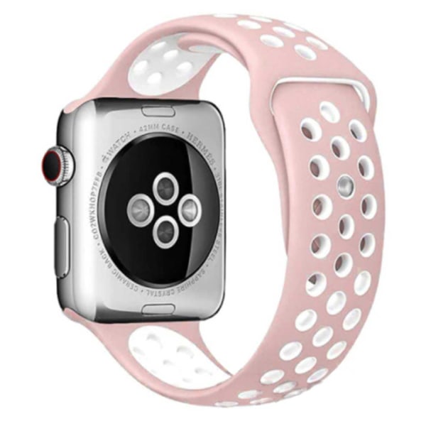 Apple Watch 38/40/41 Armband Silikon Sportarmband Rosa Vit rosa