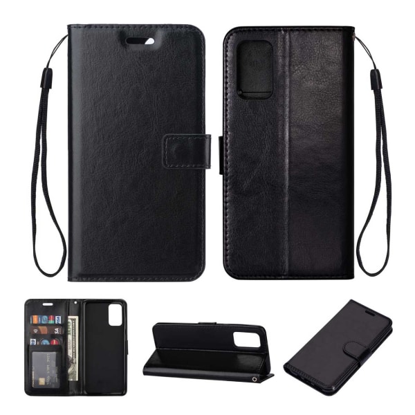 Galaxy S20 Ultra Wallet Case Black Leather Leather Case svart