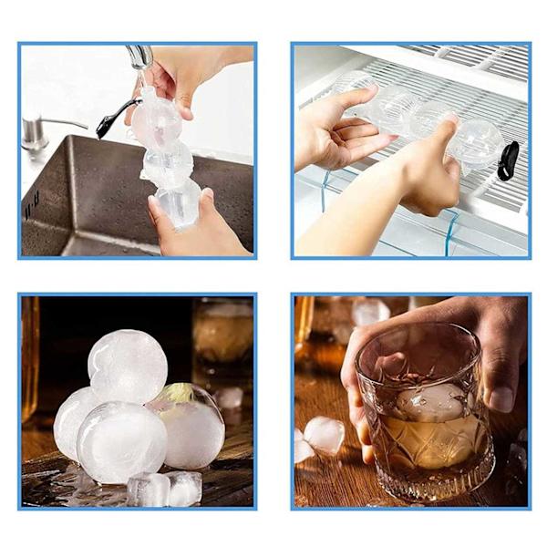 2-Pack Isform för Isbollar Runda Isbitar Iskubsform Kulor Plast transparent