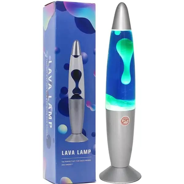 Lavalampe med Voks LED RGB – 17 Farger, Fjernkontroll og 4 Lysmoduser, Sølv 33 cm Silver