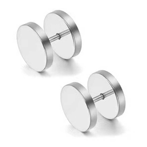 2-pack Fake Plug Fake Forlængelse Øreringe Piercing Smykker Sølv - 12mm sølv