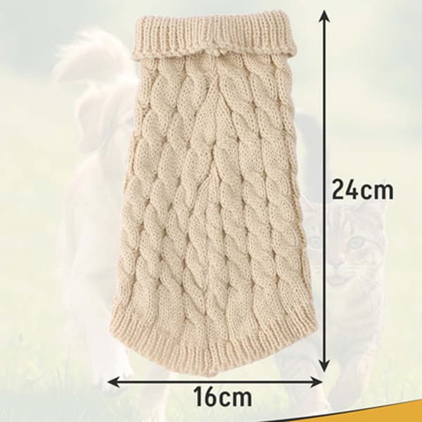 Strikket Trøje til Hund og Kat S Beige