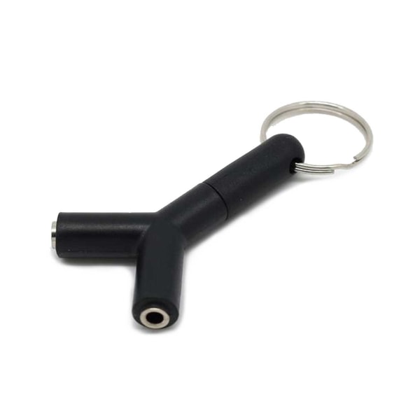 Universal Aux Splitter Adapter Key Ring Kuuntele 2 samanaikaisesti! musta