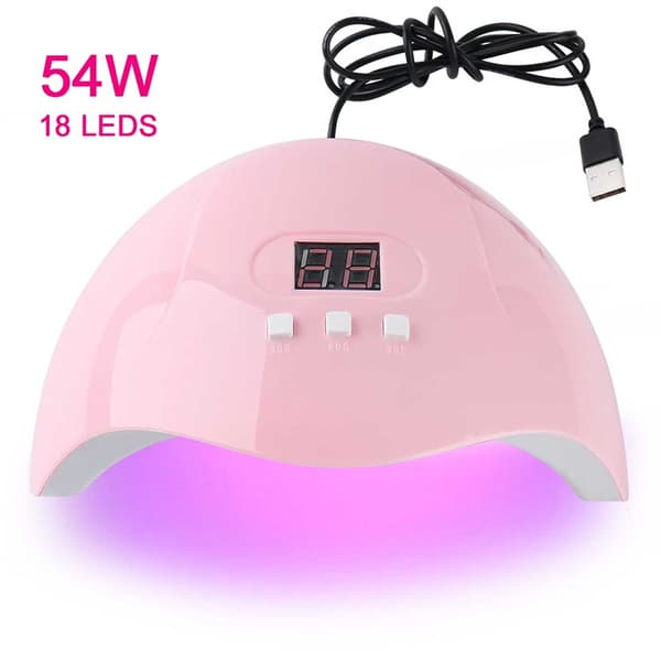 54W UV/LED -lampe til negle med timer - neglelampe pink
