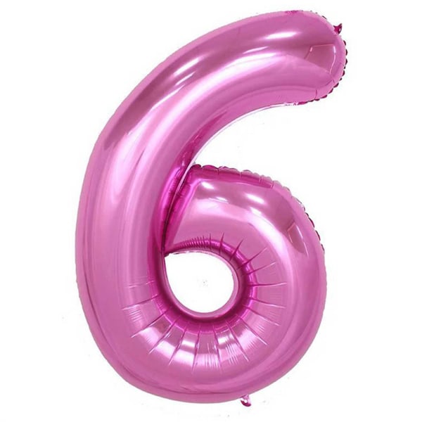 Kæmpe 102cm nummer ballon pink metallisk nummer 6 ballon pink