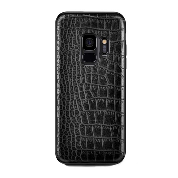 Samsung Galaxy S9 Mobile Shell Black Leather Leather Crocodile Shell svart