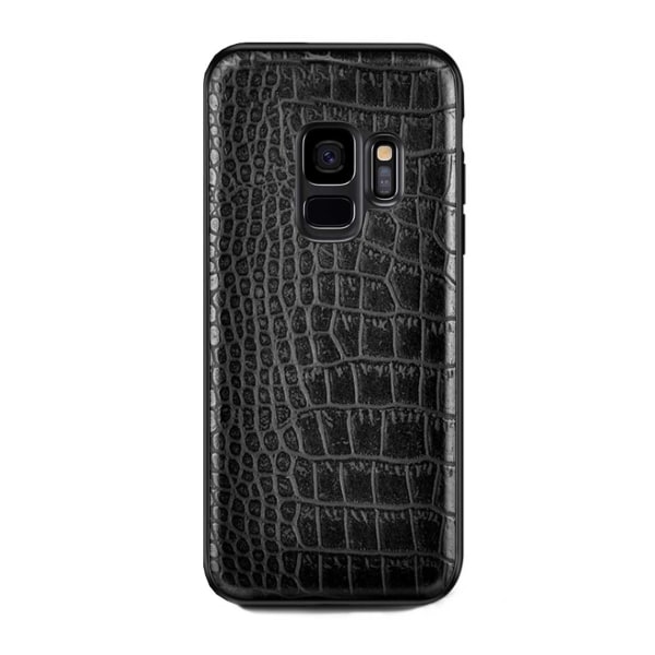 Samsung Galaxy S9 Plus Mobile Shell Black Læder Læder Crocodile Shell sort