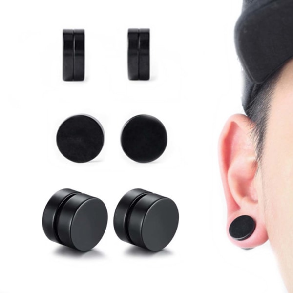 2-PACK Sort Magnetisk Falsk Piercing Ear ELONGATION Plug Size Free Text: 7mm 7mm