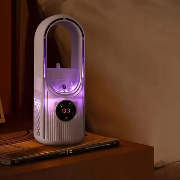Bladeløs bordventilator med luftfugter USB RGB hvid