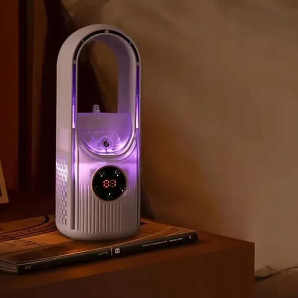 Bladløs bordvifte med luftfukter USB RGB hvit