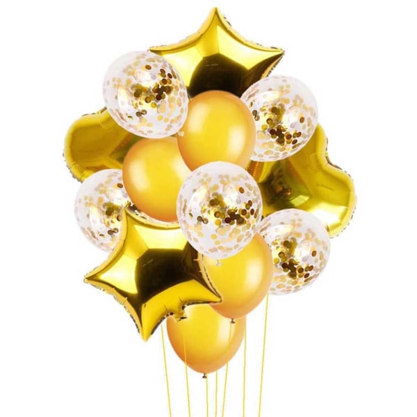 Guld Ballong Hjärta Stjärna Folieballonger Konfettiballonger guld