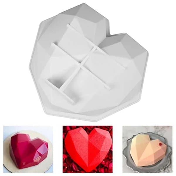 Hjerteformet silikonform Diamant Kakeform – fleksibel non-stick form for sjokolade, bakverk og dessert