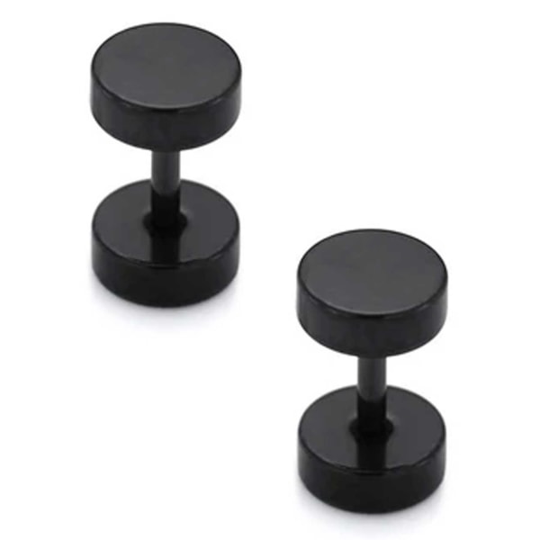 2-pakke sort falsk stik falsk forlængelse øreringe piercing juvel - 6mm sort