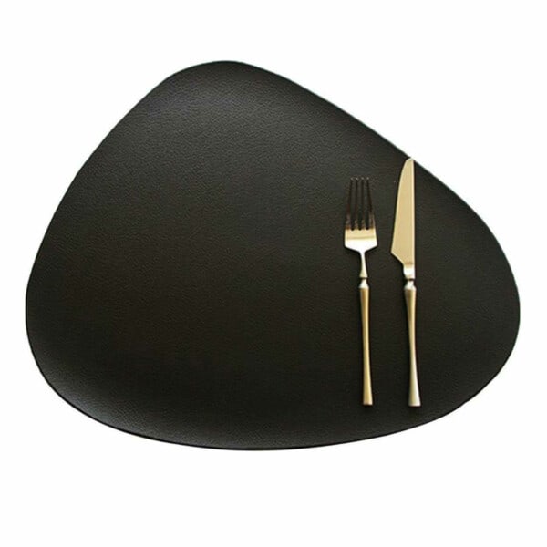 4-pakke bord tablet i kunstigt læder afrundet sort 43x36cm sort