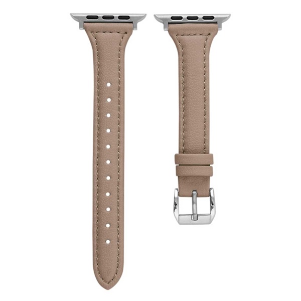 Læderarmbånd Apple Watch 42/44/45 1/2/3/4/5/6/7/Se Smalt Brown brun