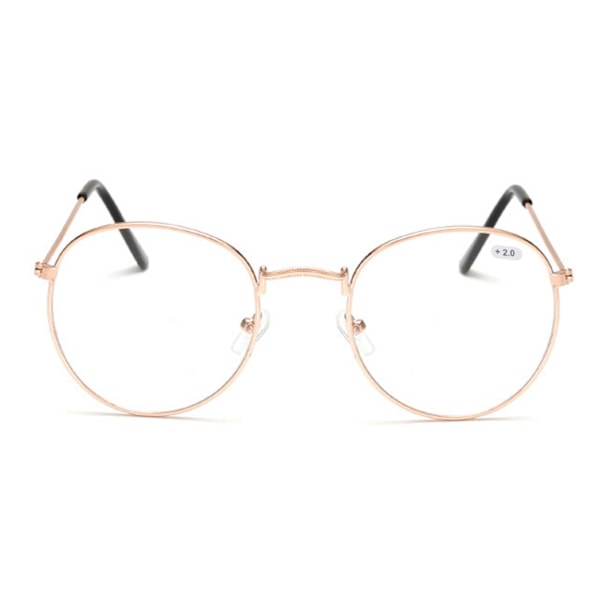Retro Runde Reading Glasses Glasses Strength 2.0 Gold guld