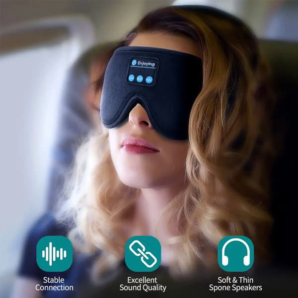 3D Memory Foam Sovemaske med Bluetooth-hodetelefoner og timer | Luksus sovehodetelefoner svart svart