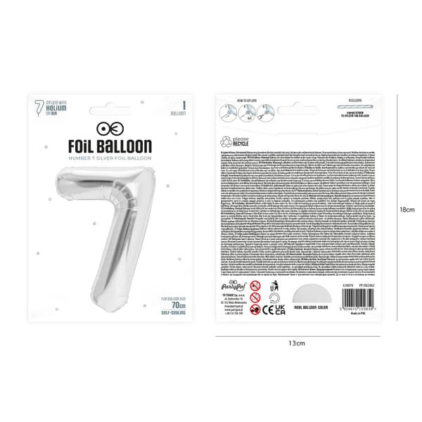 Sølv Tal Folieballon 70 cm sølv